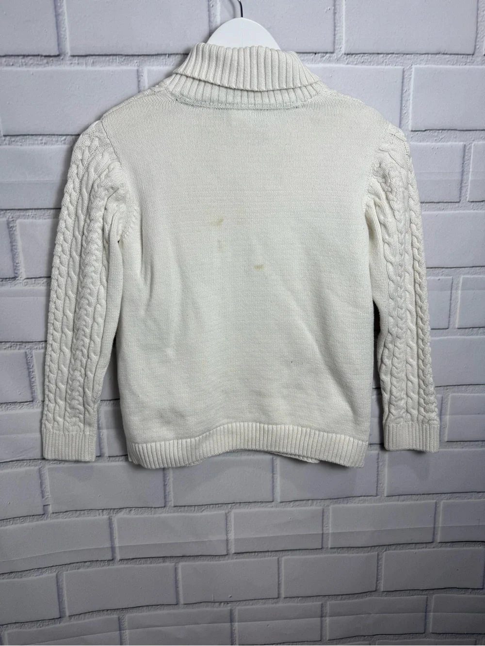 Gymboree boys ivory Cable Knit Sweater Size 12 100% Cotton Mock Neck